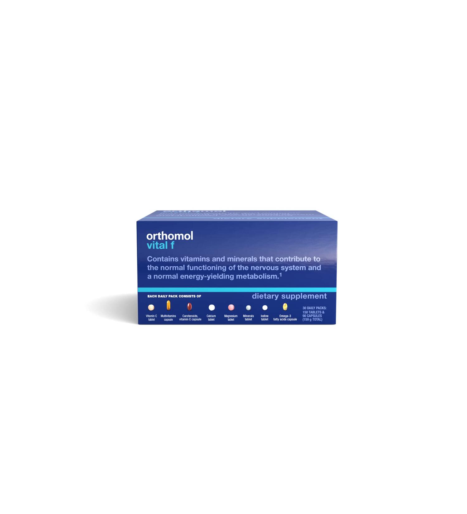 Orthomol Vital F Women's Multivitamin 30-Day Supply with Vitamins A, B, C, D, E, K, Calcium, Iodine, Omega-3 - 30 Servings - Buy Online on GoSupps.com