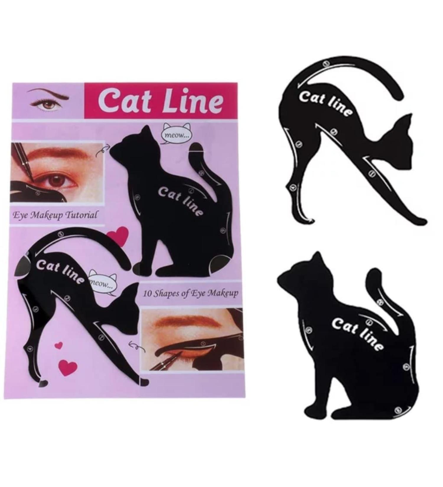 WOO LANDO Cat Eyeliner Template for Precise Eyeliner Set of 2 Cat Shapes for Eyeliner Smokey Eyes and Cat Eyes Reusable Flexible and Ideal for Beginner Makeup - Buy Online on GoSupps.com