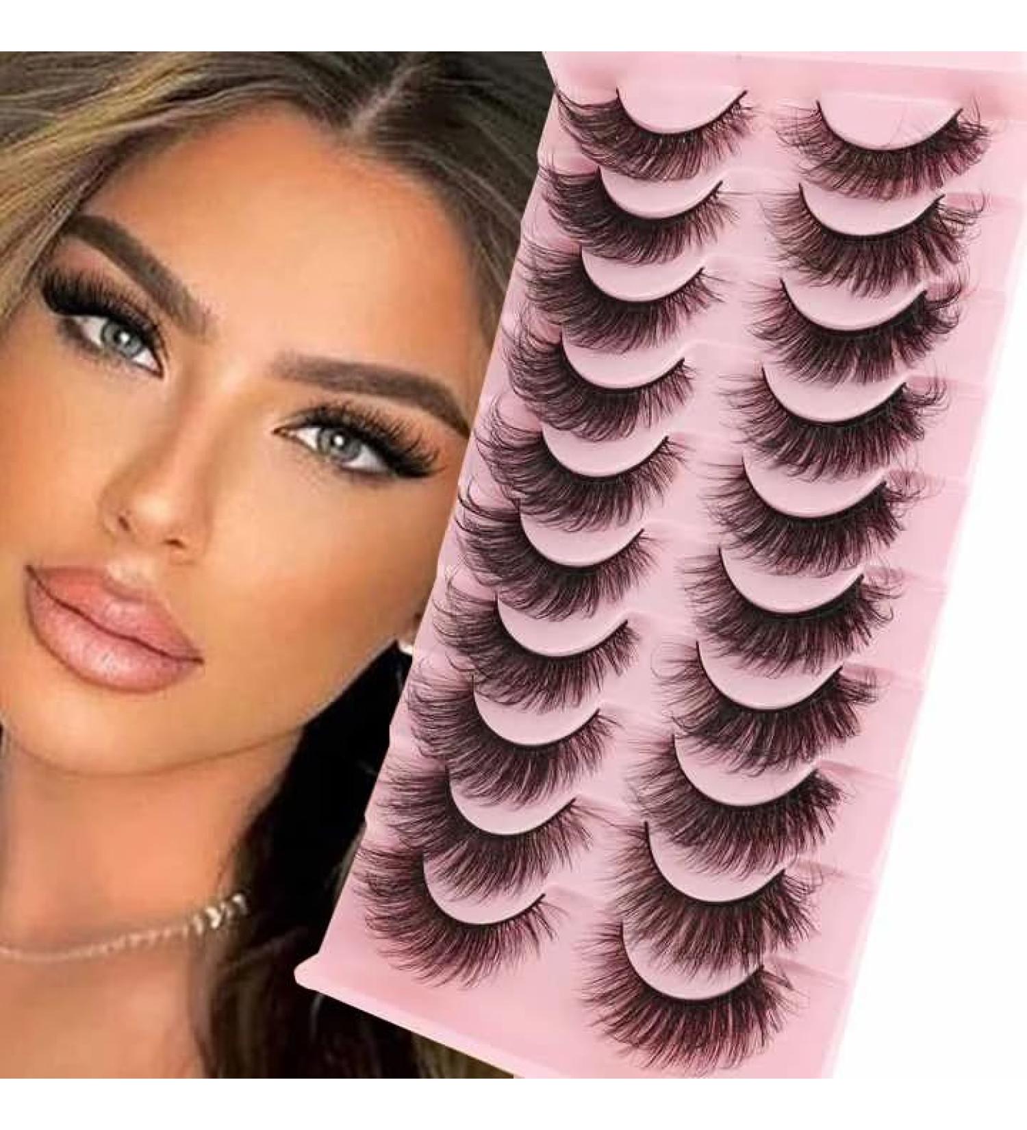Buy 10 Pairs Cat Eye Faux Mink False Eyelashes - Black | International Shipping Available - Buy Online on GoSupps.com