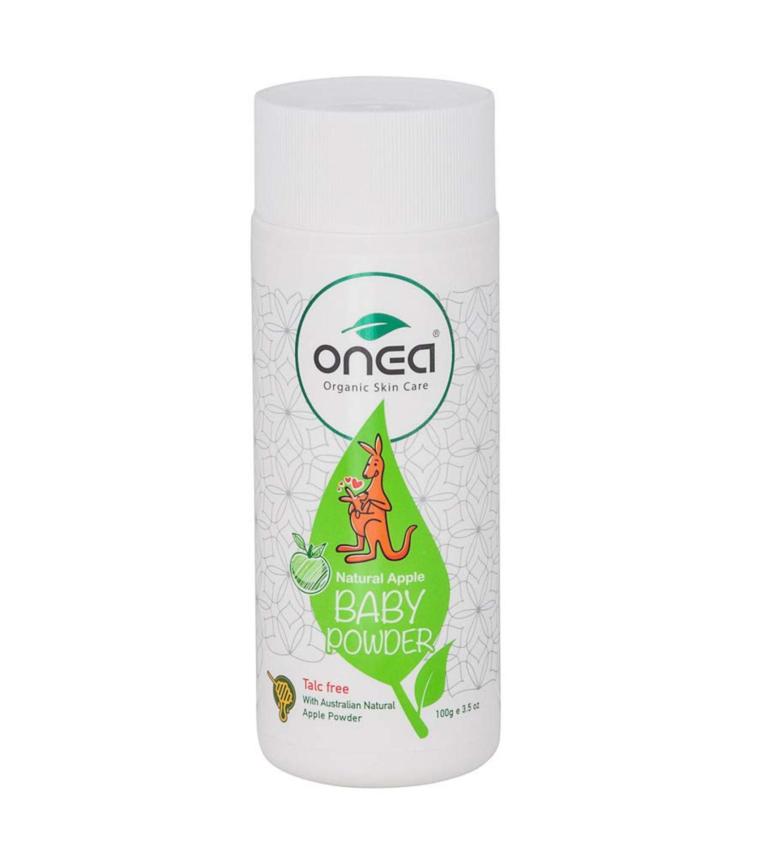 ONEA Organic Baby Apple Powder - Talc Free - Protection Against Diaper Rash and Irritation - for Baby s Sensitive Skin - Enriched with Australian Apple Peel Powder and Manuka Honey - 100 Gram
