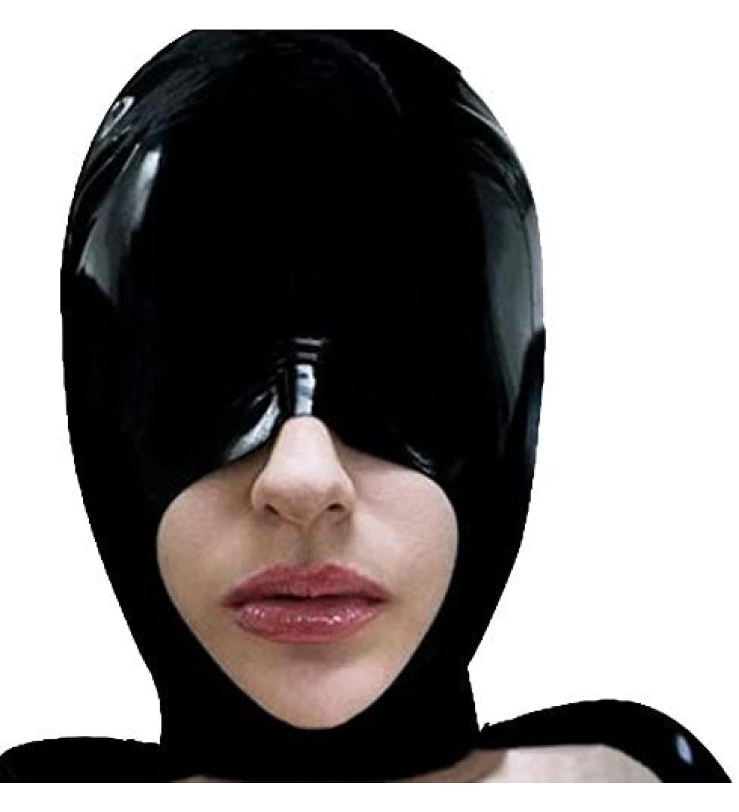 Latex Hood Unisex Rubber Costume - Open Nose & Chin Mask for Men - Black - Size Small - Buy Online on GoSupps.com