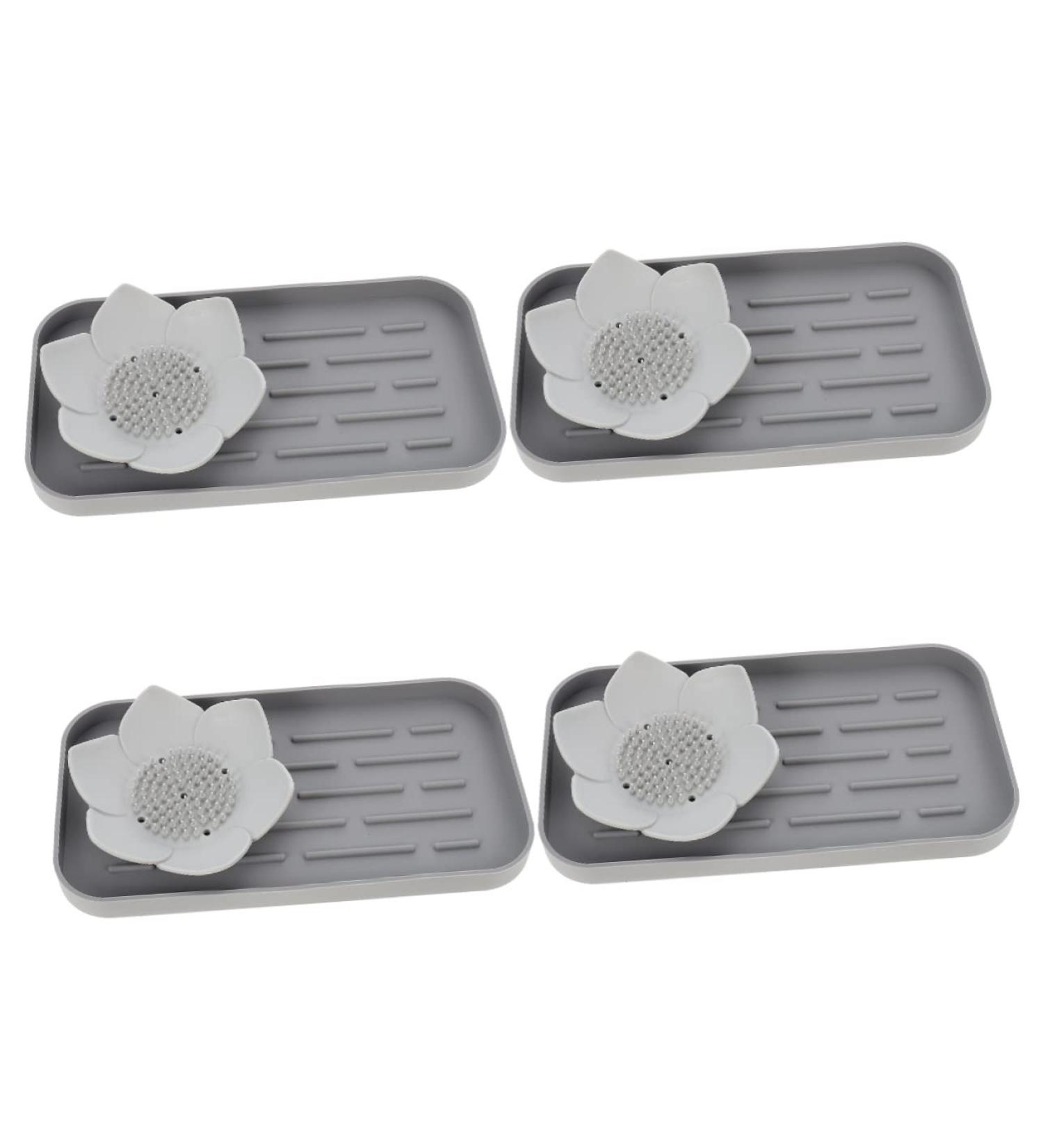 Ciieeo 4 Sets Drain Pan Mat Soap Drainer Silicone Container Black Stand Soap Holder Shower Hand Soap Container Wooden Soap Dish Black Soap Soundbar Household Products Silica Gel Square - Buy Online on GoSupps.com