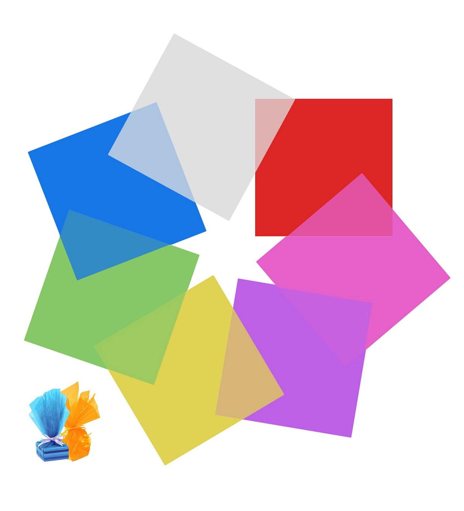 120 Pcs Cellophane Sheets  6x6 Inches Cello Sheets Colored Cellophane Wrap Colored Transparency Sheets for Candy  DIY Arts Crafts - Buy Online on GoSupps.com