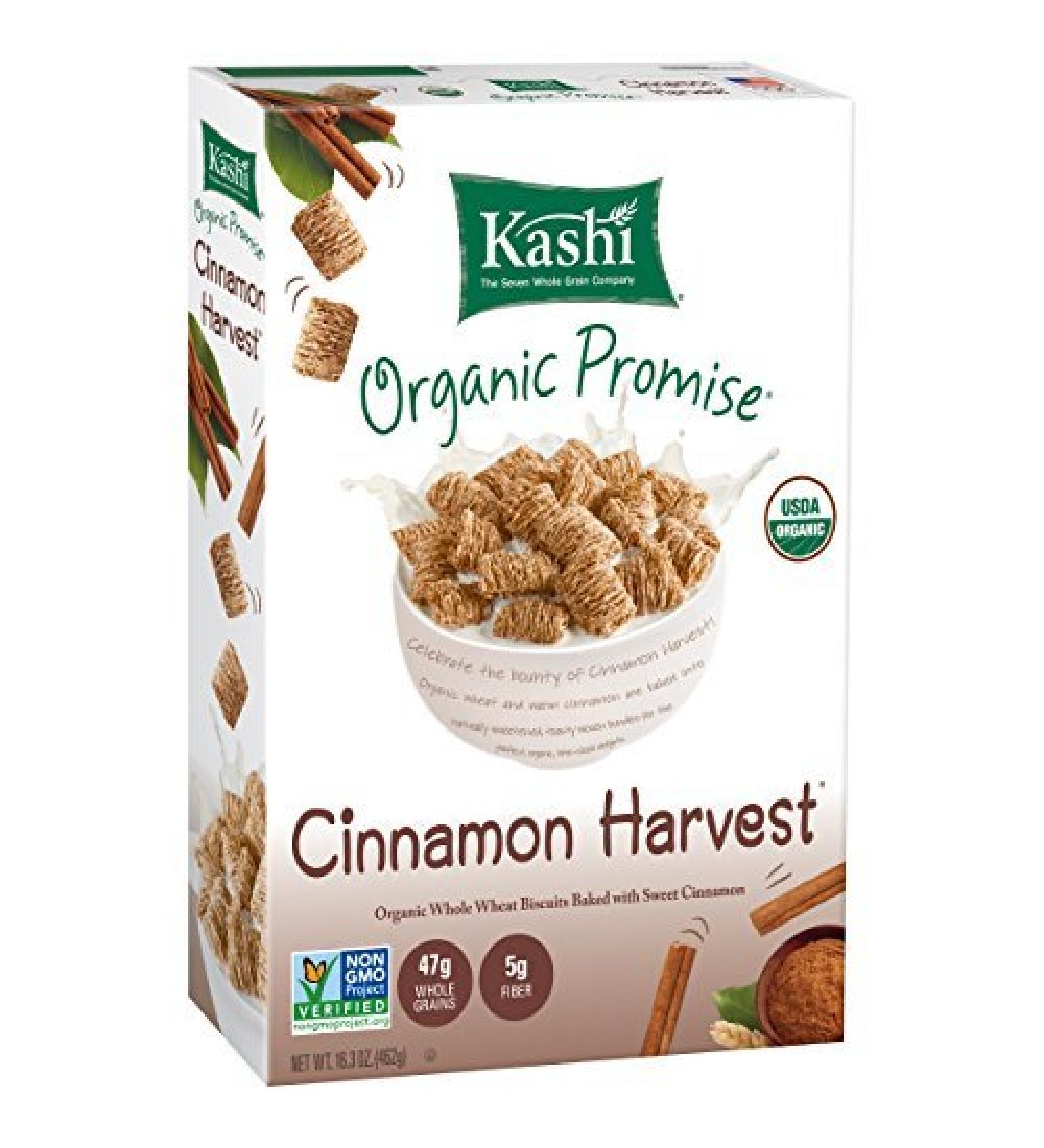 Kashi Organic Promise Cereal, Cinnamon Harvest Whole Wheat Biscuits, 16.3 Ounce Boxes (Pack of 4) by Kashi