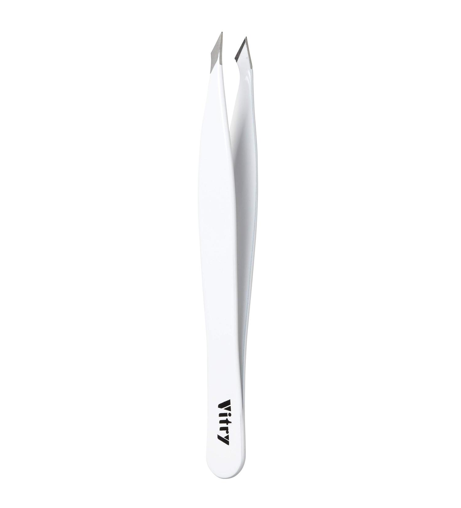 Vitry Colored plucking tweezers "Yatagan" tapered tips 1 piece white