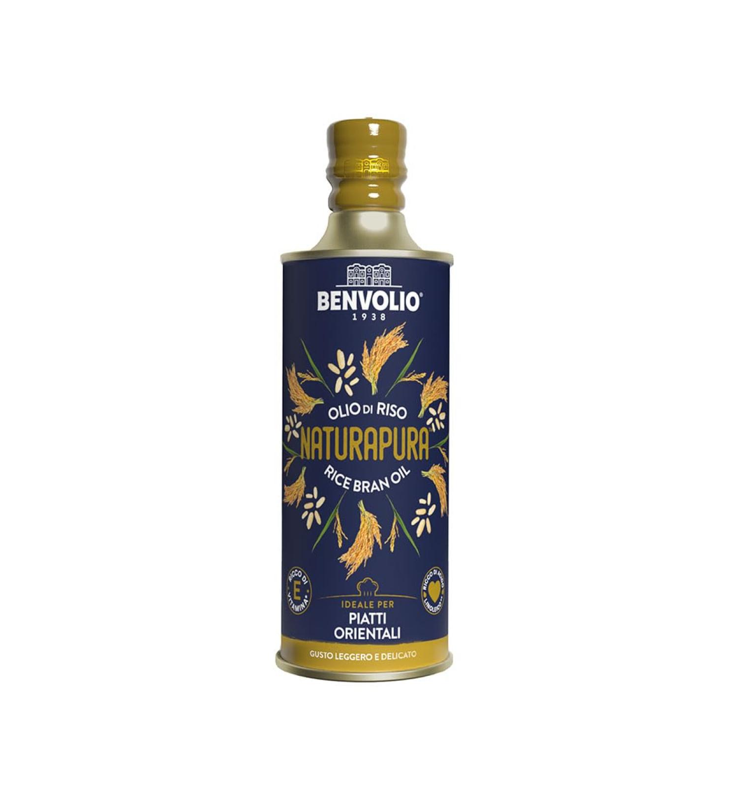 Pure Natural Non GMO Rice Oil - 500 ml Benvolio 1938 - Rice Bran Oil with Organic Ginger Extract Ideal for Frying - Buy Online on GoSupps.com