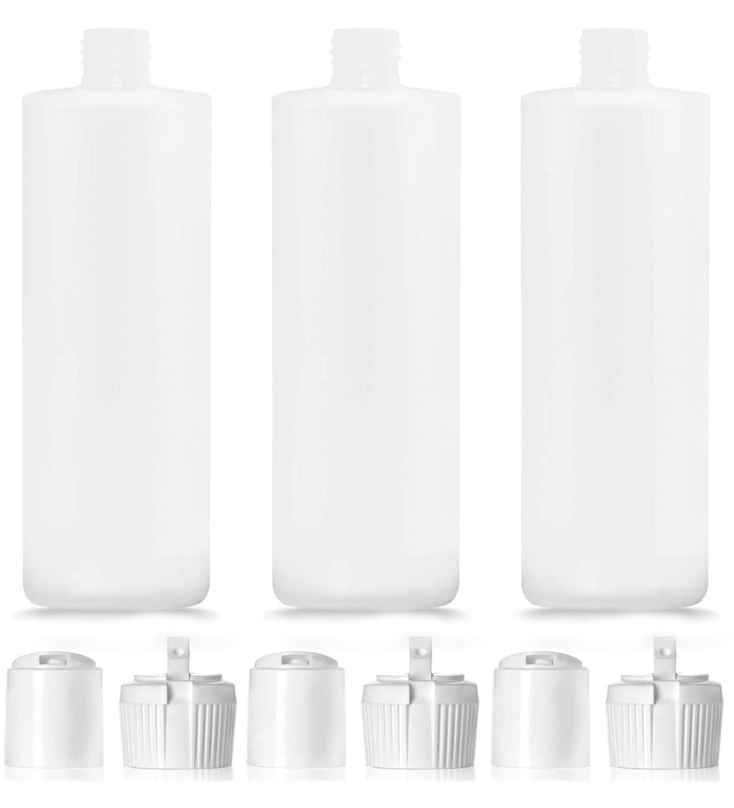 3 Pack 16 Oz HDPE Plastic Bottles with 6 Caps - BPA-Free, Food-Grade, Ideal for Shampoo, Body Wash, Sauce, and More - Buy Online on GoSupps.com