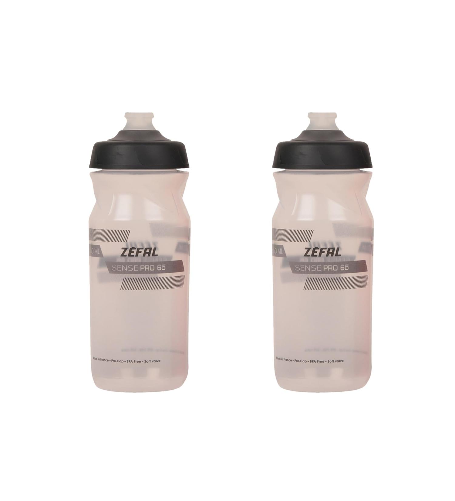 ZEFAL Pack Sense Pro 65 | Double Pack Waterproof Bicycle Bottles | 2 x 650 ml Transparent-Grey | International Shipping - Buy Online on GoSupps.com