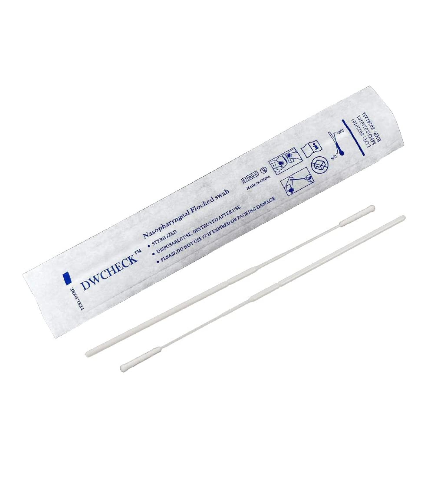 Nasopharyngeal Collection Flocked Nasal Swab - Sterile Individually Wrapped - 80mm Break Point - Nylon Tip (200 Pack) - Buy Online on GoSupps.com