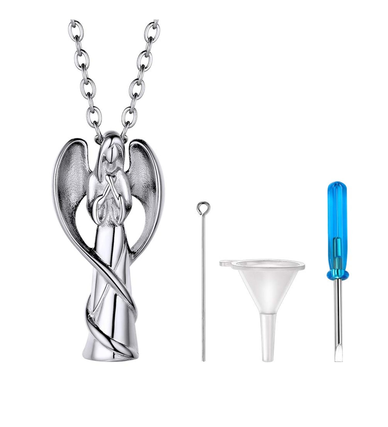 Personalized Prosteel Urn Chain Necklace - Memorial Ash Pendant with Cross/Maria/Life Tree - 18k Gilded Stainless Steel - 55cm/50cm Chain - Buy Online on GoSupps.com