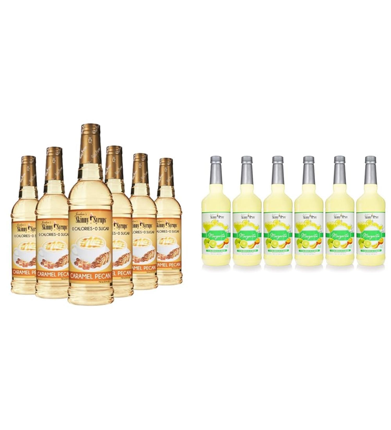 Jordan's Skinny Syrups Caramel Pecan Syrup (750ml Sugar-Free Zero Calorie Keto Friendly) & Margarita Mix (946.35ml Sugar-Free Low Calorie Keto Friendly) Guilt-Free Syrup & Cocktail Mixer Combo
