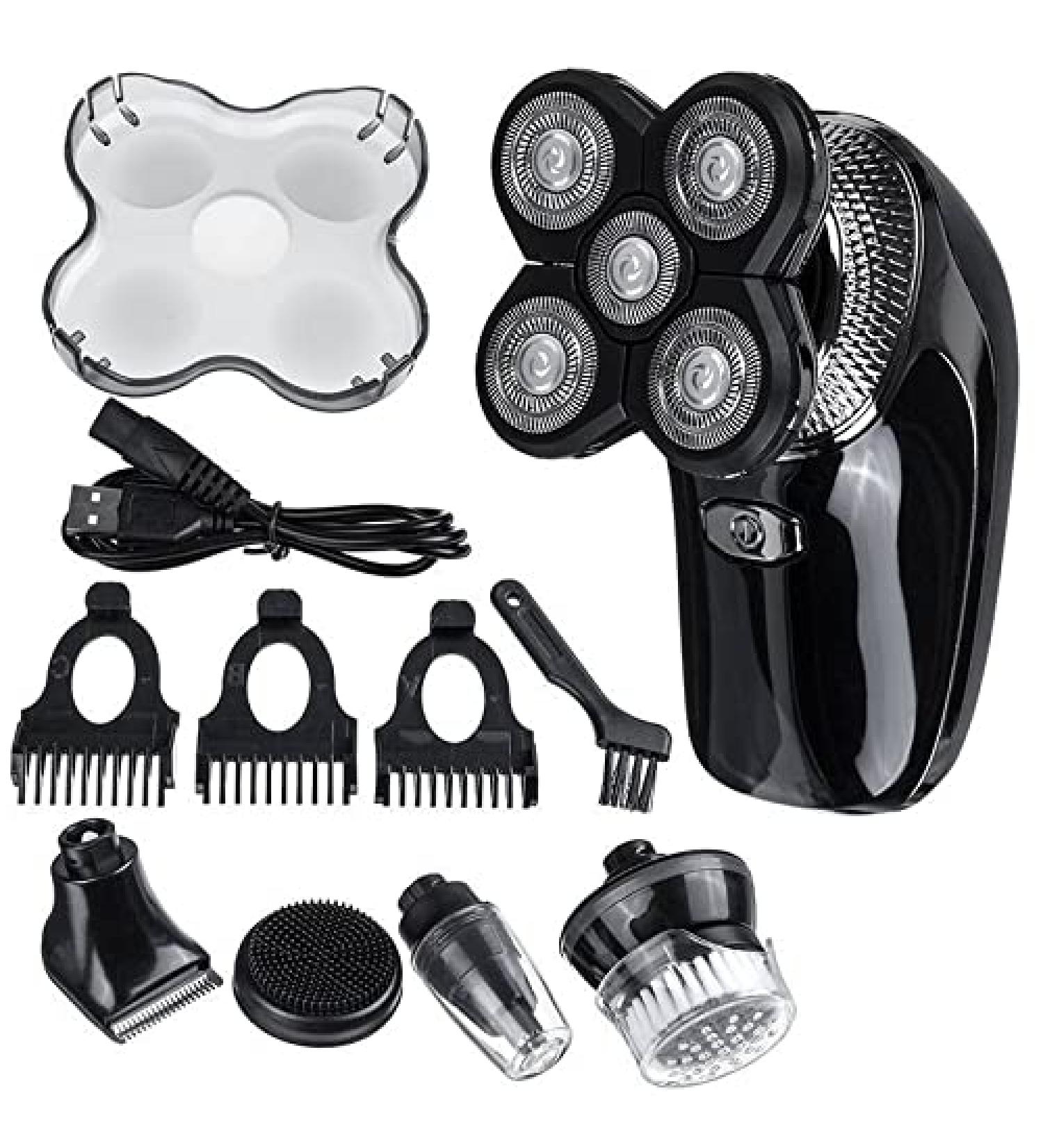 5D Floating Heads Electric Shaver - 5 in 1 Rechargeable Razor & Hair Clipper for Men | Nose & Ear Trimmer & Facial Cleaning Brush - International Shipping - Buy Online on GoSupps.com
