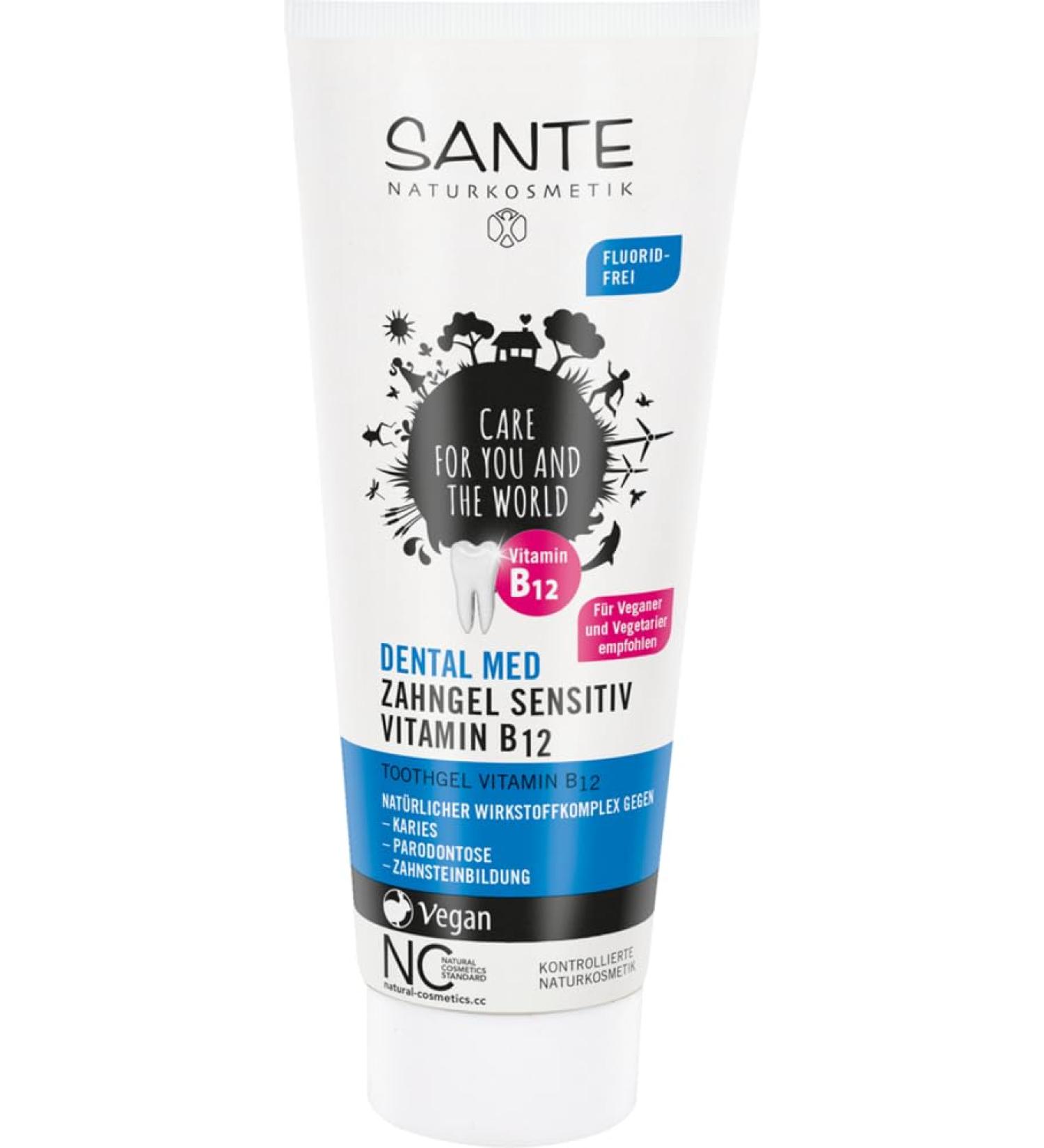 SANTE Toothpaste Vitamin B12 (6 x 75 ml) minty-sweet taste organic toothpaste vegan fluoride-free natural cosmetics