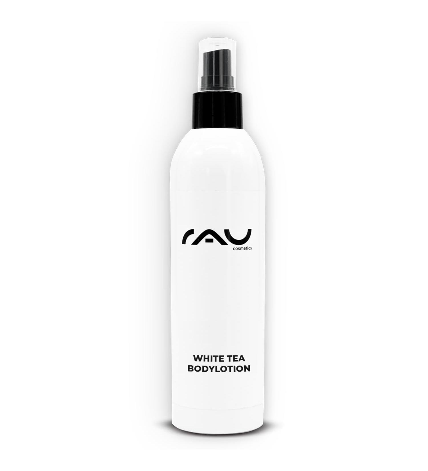  RAU Cosmetics RAU White Tea Body Lotion (200 ml) Fast-absorbing body lotion with a fresh fragrance for intense hydration and to combat dry skin Rich care for the entire body - Buy Online on GoSupps.com
