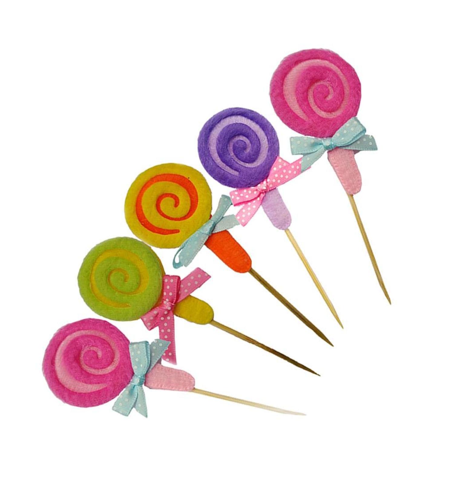 misppro 5 Pieces Lollipop Cake Topper Embellishments Cupcake Picks Party Baking