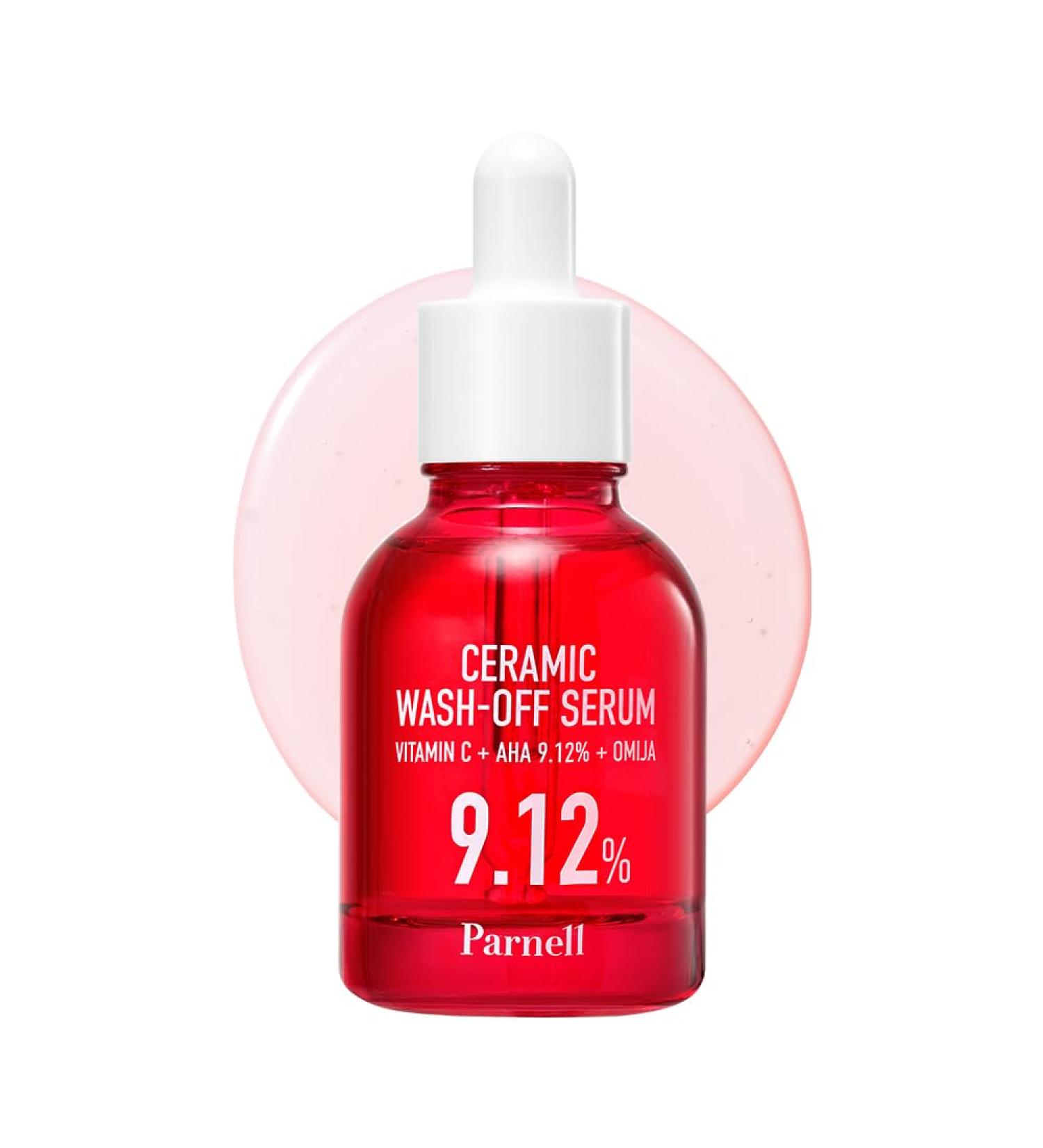 Parnell AHA 9.12% Omija Ceramic Wash-Off Serum | 1-Minute Face Exfoliation for Sebum Control & Smooth Texture | PHA BHA LHA Vitamin C K-Care (1.01 fl oz) - Buy Online on GoSupps.com