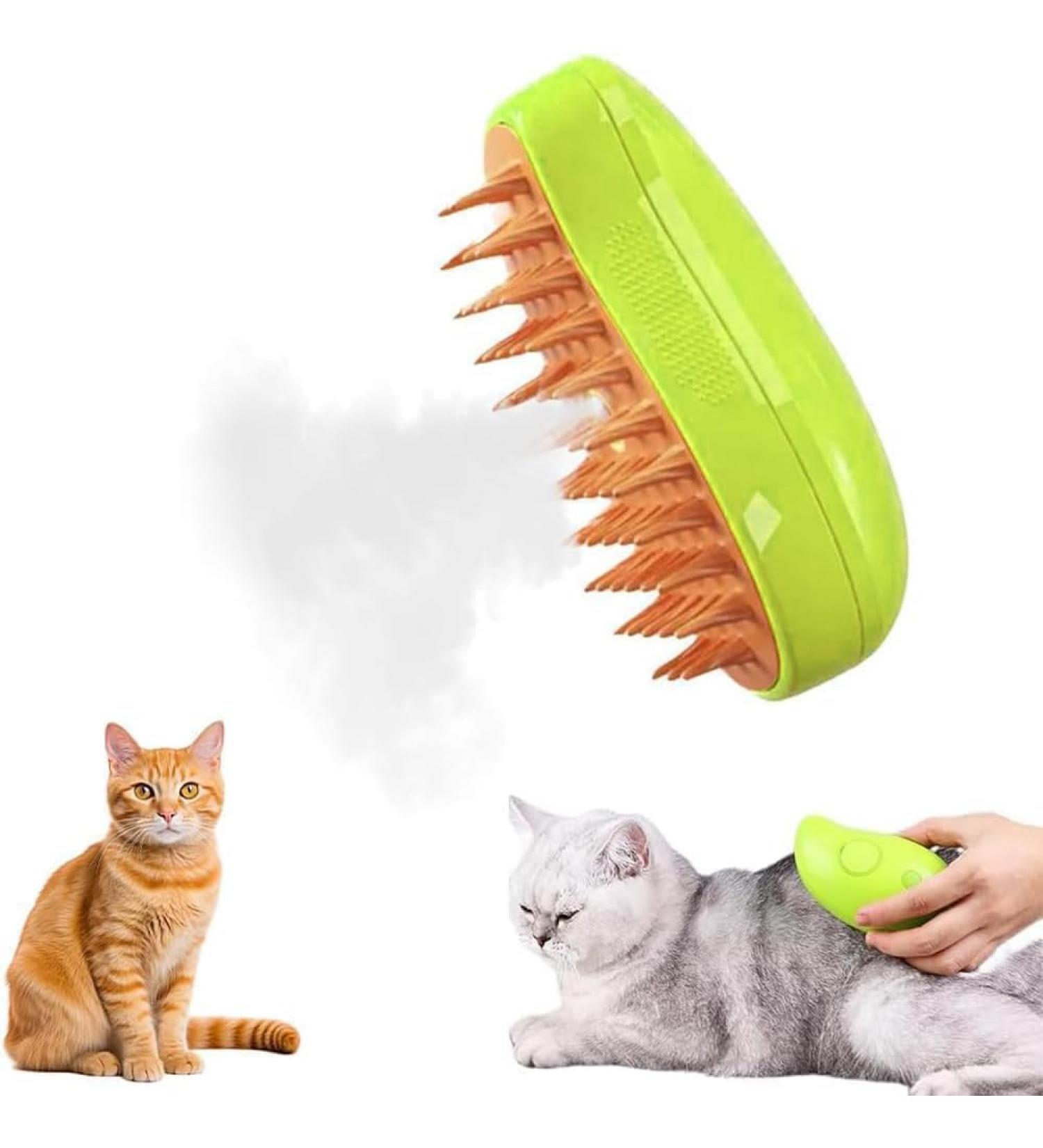 AIWEIYER 3 In1 Steamy Cat Brush - Self Cleaning Ste-am Cat Brush Multifunctional Cat Grooming Brush Pet Hair Removal Comb (green) - Buy Online on GoSupps.com