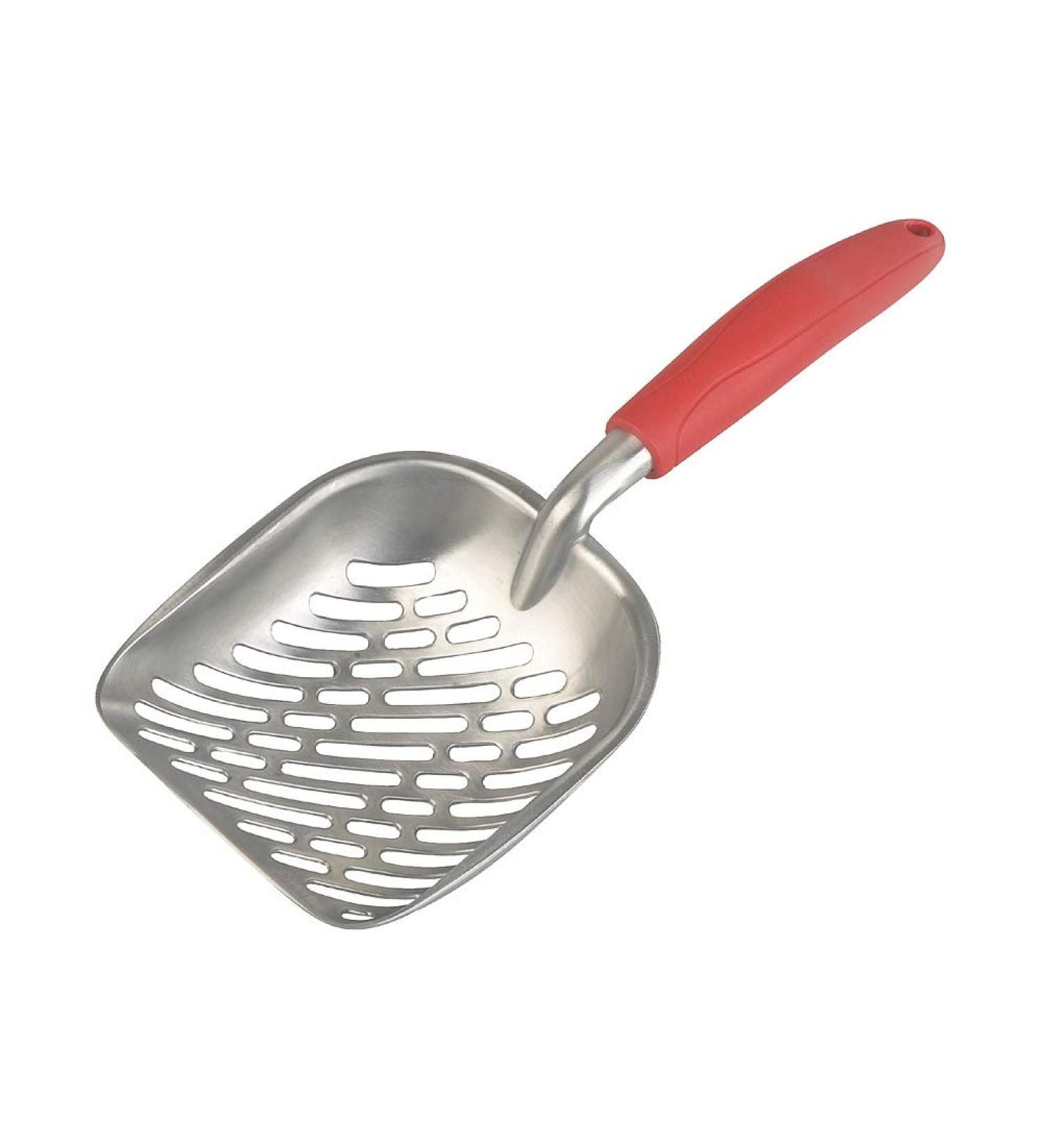 Large Metal Cat Litter Box Scoop Stainless Aluminum Alloys 13.8"*5.5"*1.8" (Red Handle) - Buy Online on GoSupps.com