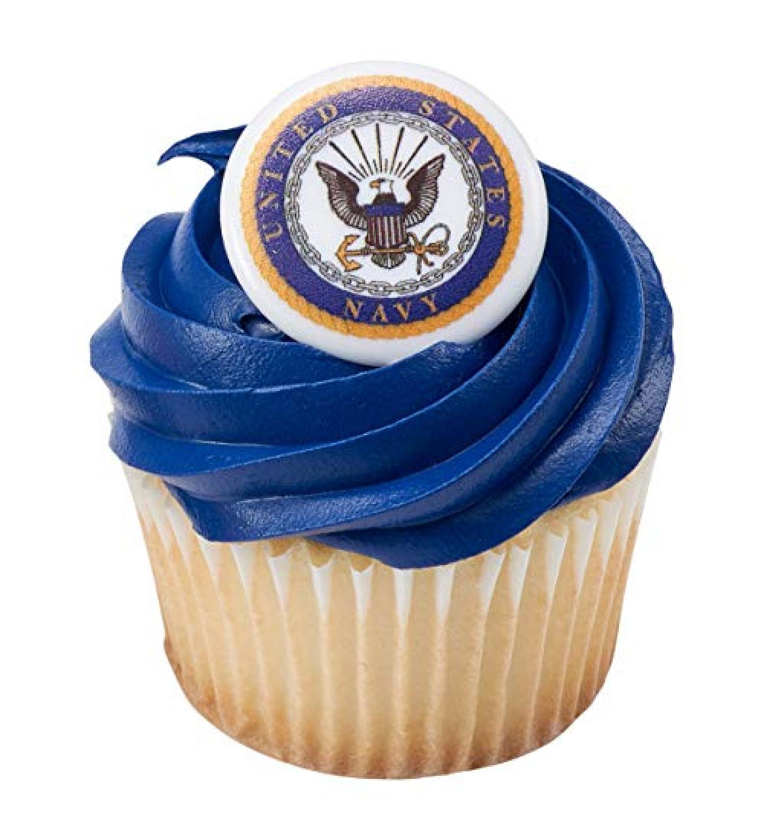 24 United States USA Navy Cupcake Rings Toppers Decoration