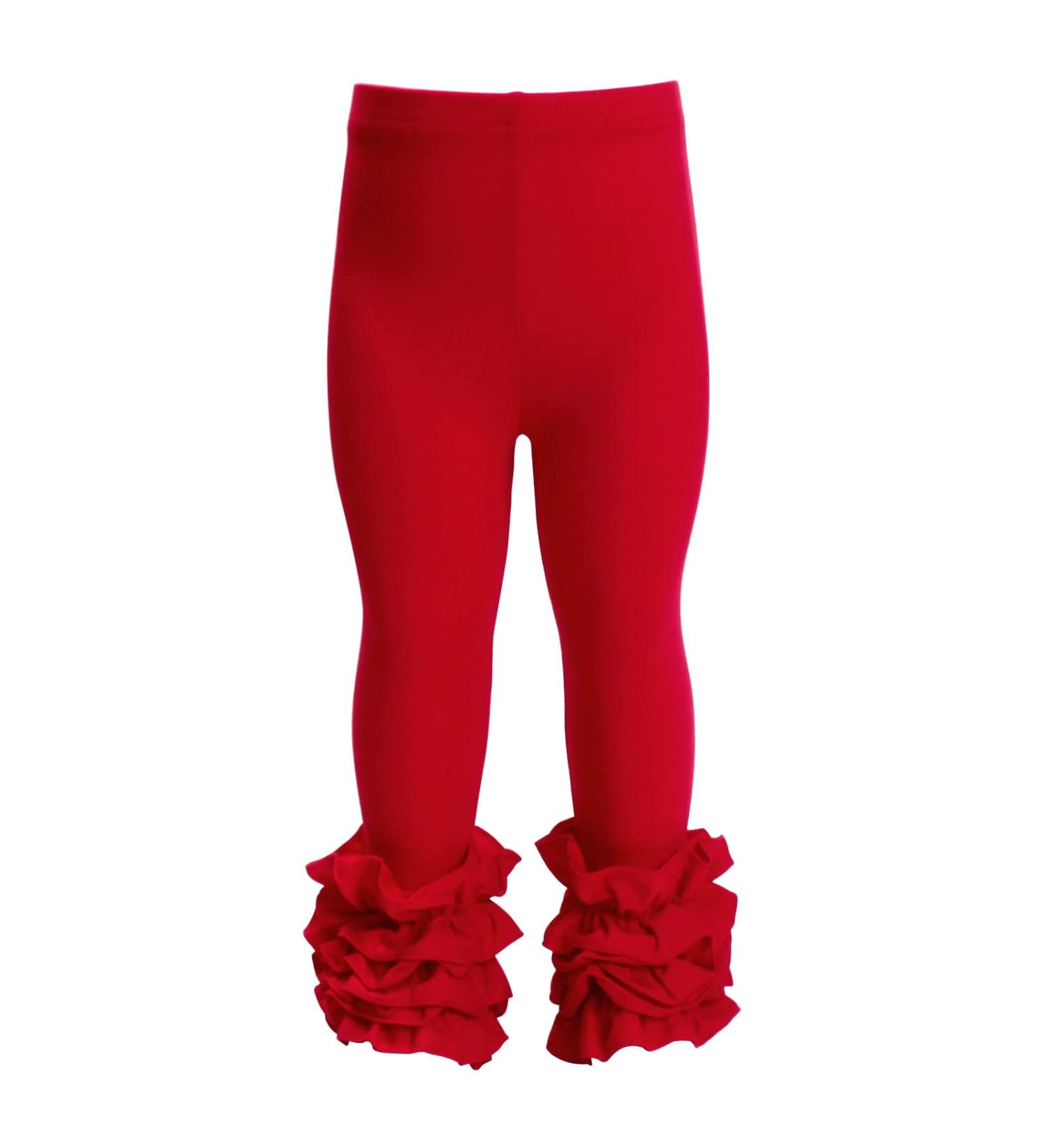 Hoolchean Girls Cotton Ruffle Leggings 3-4 Years Slim Red - Toddler & Little Kids - Buy Online on GoSupps.com