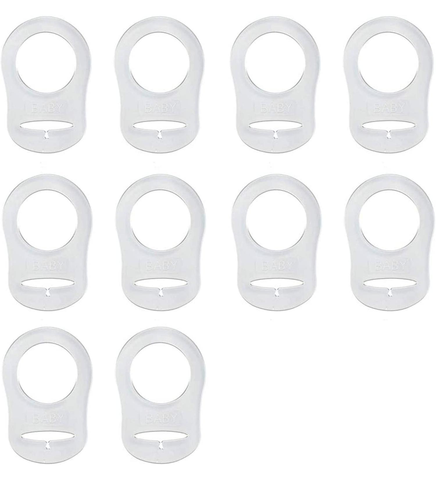 10-Piece Silicone Button Ring & Pacifier Holder Clip Adapter for Babies | Transparent Pacifier Chains - Buy Online on GoSupps.com