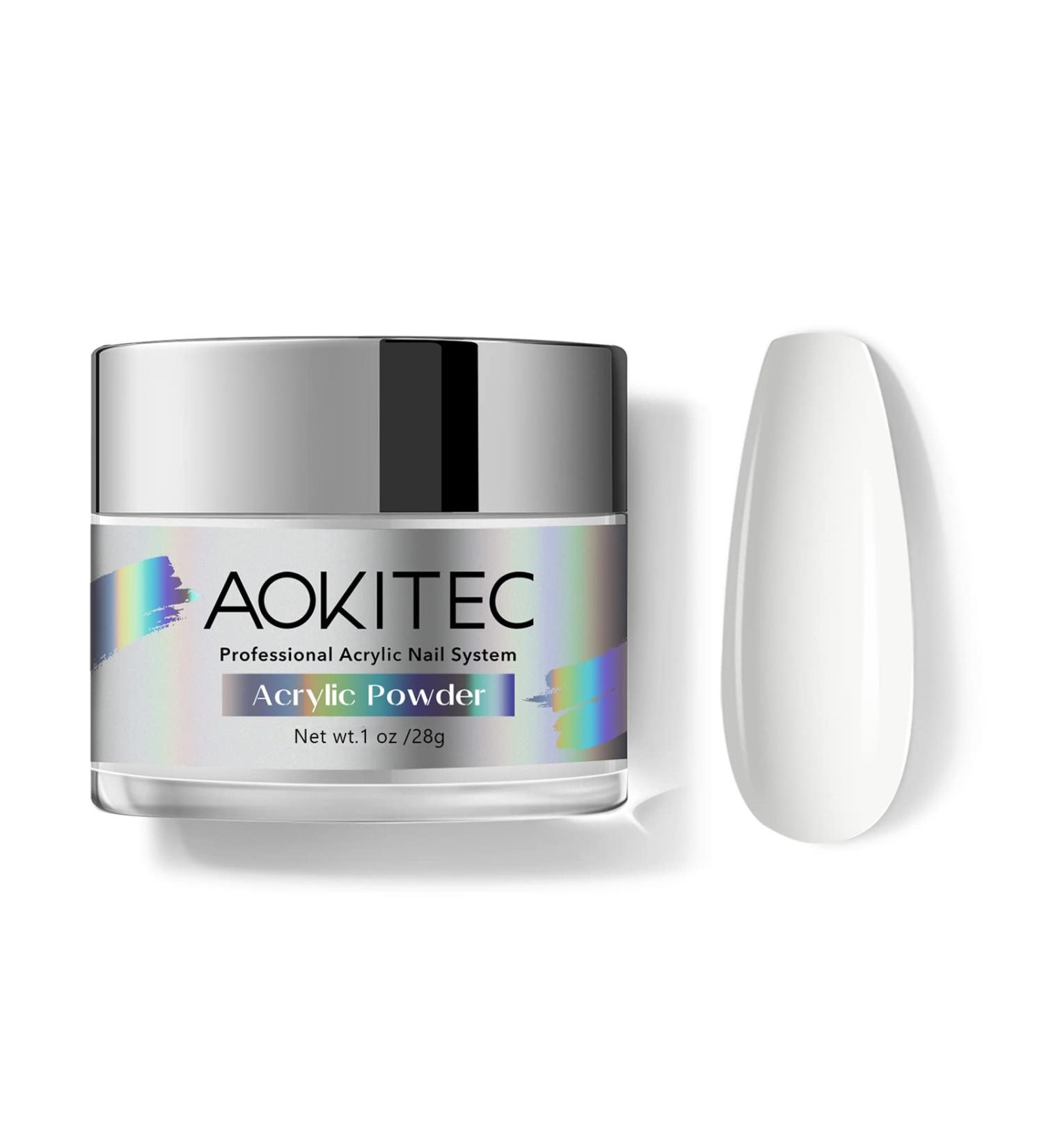 Aokitec White Acrylic Powder for Professional Nail Extensions - 1oz - Buy Online on GoSupps.com