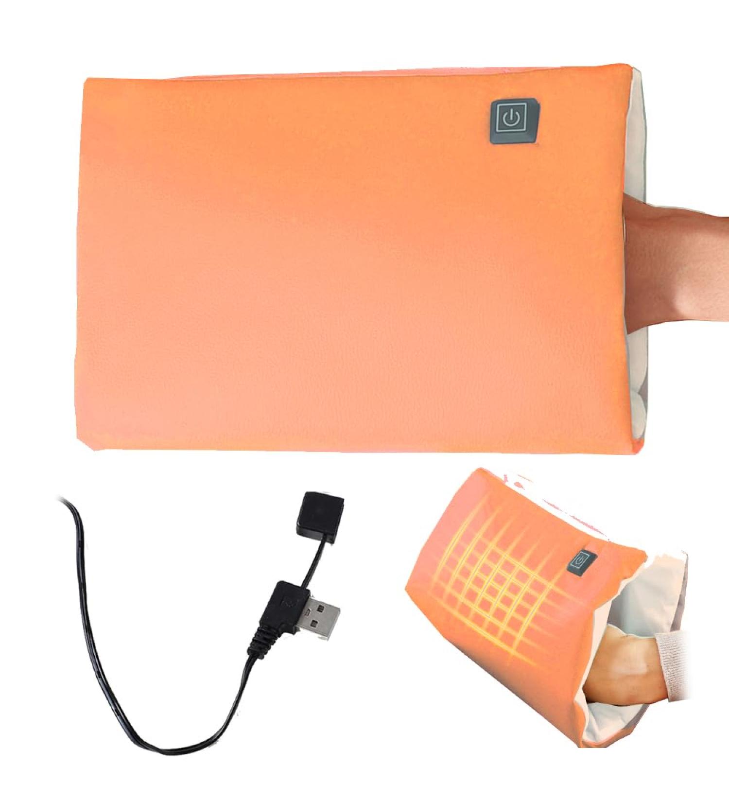 Winter Outdoor Camping Pocket Pouch Design Graphene Heating Hand Warmer Electric Heated Pad 3 levels of heat settings with USB port Rechargeable Electric Hot Bed Warmer Orange - Buy Online on GoSupps.com