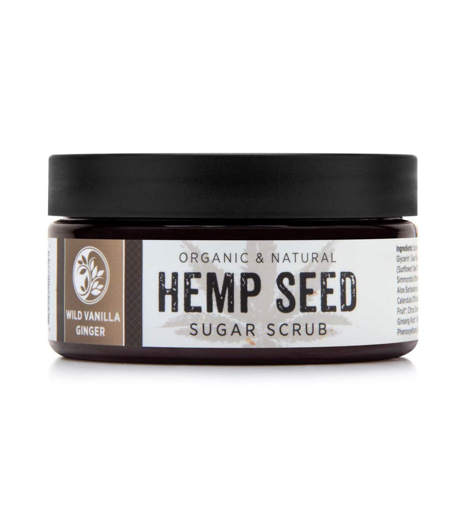 Organic Hemp Seed Sugar Scrub - Wild Vanilla Ginger Exfoliator | Hydrating Face & Body Scrub - 8 oz International Shipping - Buy Online on GoSupps.com
