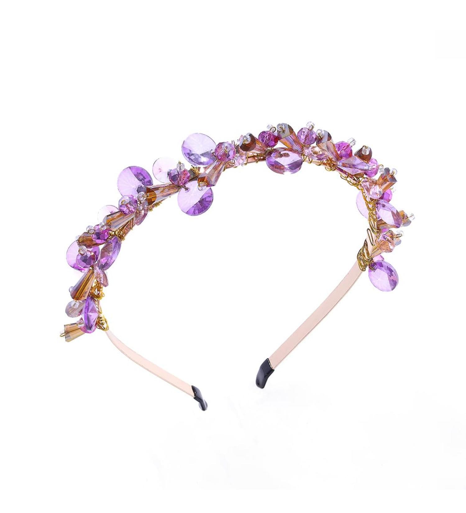IYOU Bling Crystal Headbands Purple Rhinestone Headwear Gemstone Vintage Party Birthday Hair Accessories for Women and Girls - Buy Online on GoSupps.com