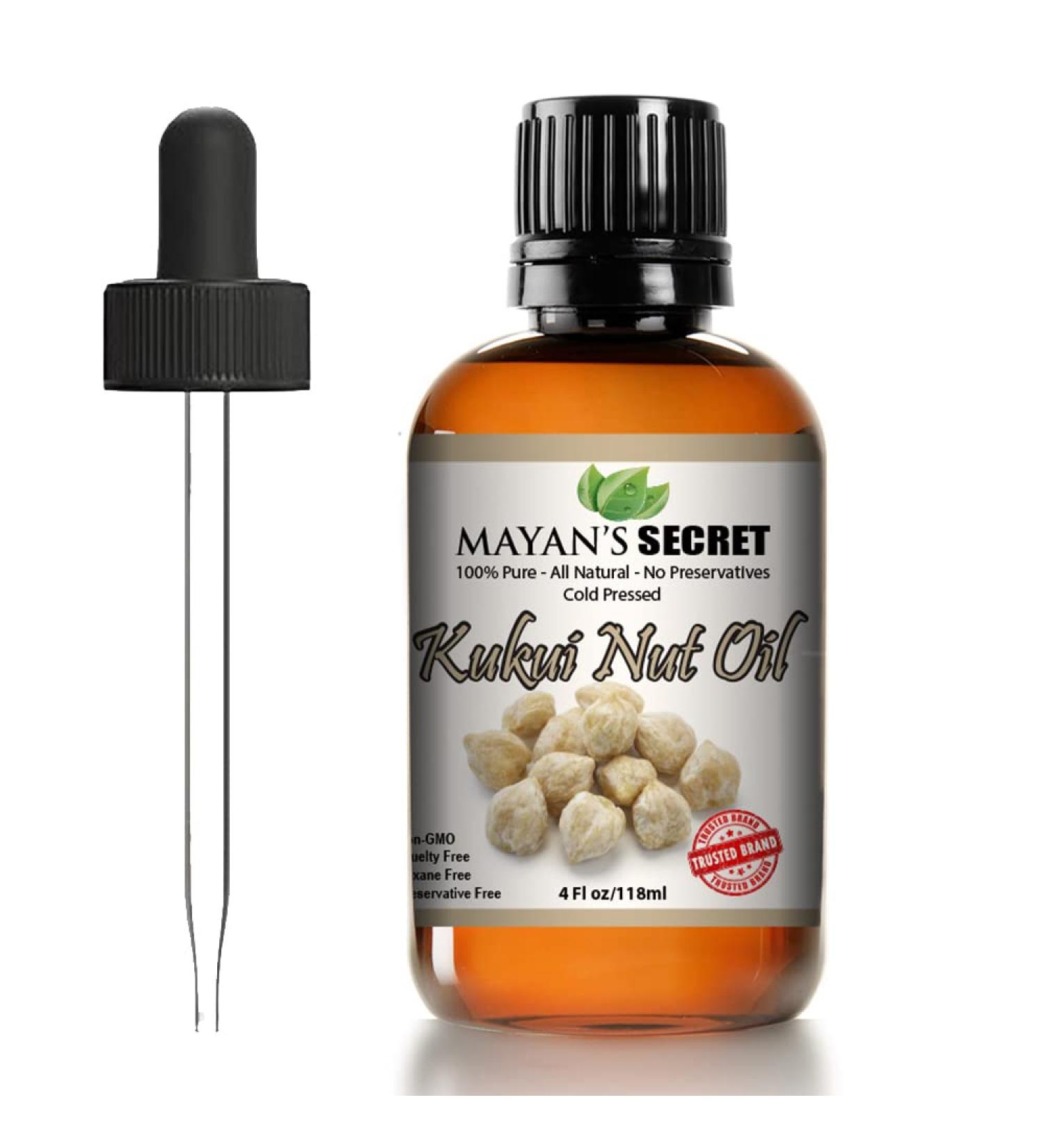 Kukui Nut Oil 100% Pure Cold Pressed Anti-Frizz Hair Treatment & Skin Moisturizer | 4oz Dark Glass Bottle | All Natural Hair Repair for Gloss & Split Ends - Buy Online on GoSupps.com