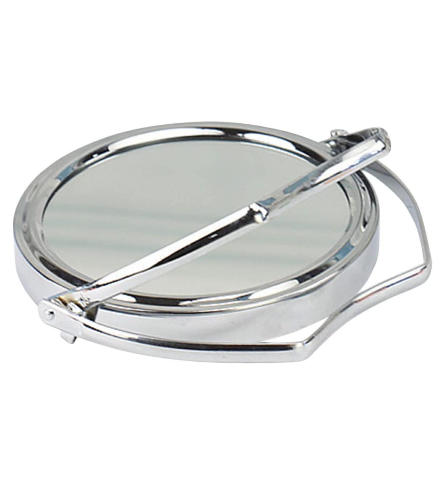 FOMIYES Rotating Vanity Mirror - Double Sided Foldable Desktop Makeup Mirror with Stand - Silver 10x10cm - Buy Online on GoSupps.com