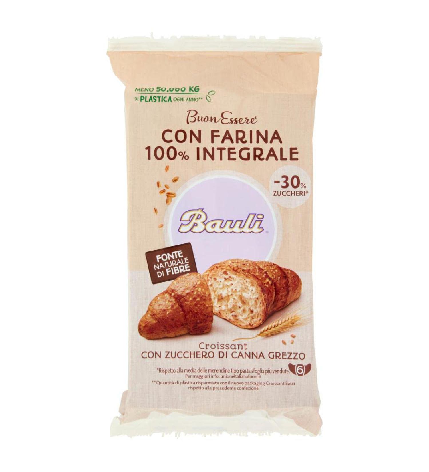  Bauli Bauli Cornetti con Farina Integrale e Zucchero di Canna Grezzo Croissant with whole wheat flour and raw cane sugar 222 g package each package contains 6 croissants of 37 g - Buy Online on GoSupps.com