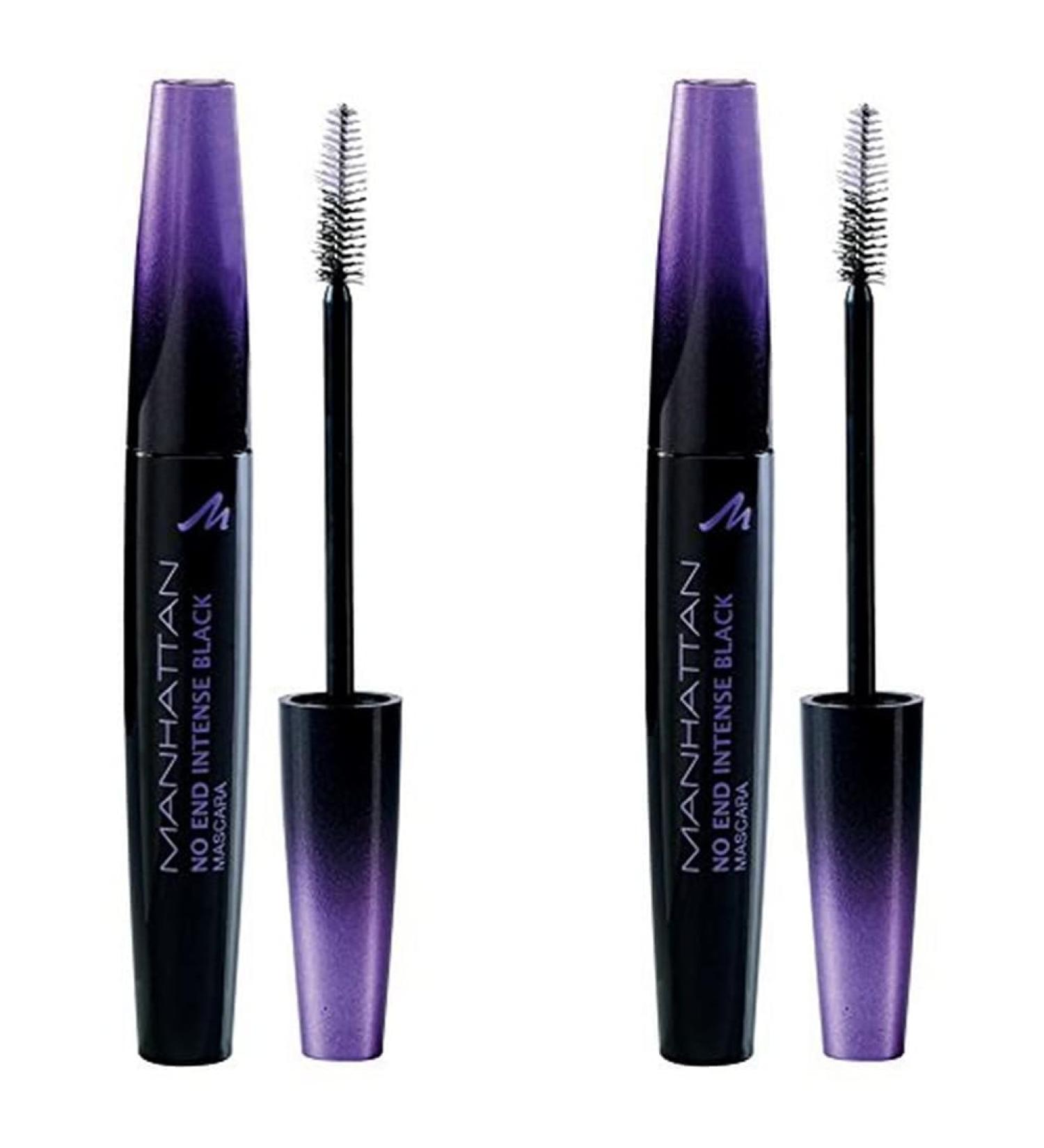 Manhattan no end mascara mascara in deep black for endlessly long eyelashes with ultimate volume color intense black 1010z 1 x 8ml (pack with 2) intense black mascara 1010z 8.00 ml (2 Pack)