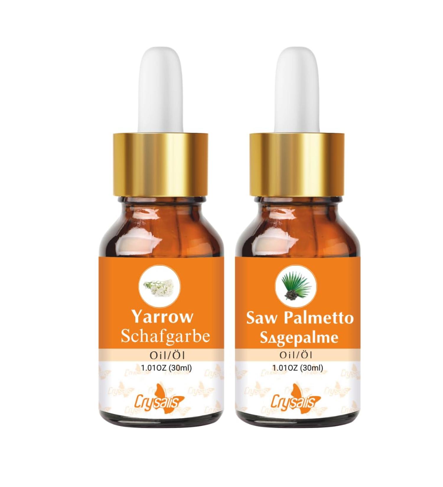 CRYSALIS Crysalis Combo d'huile : Yarrow (Achillea millefolium) 1 01 Fl Oz (30 ml) & Saw Palmetto (Serenoa repens) Oil 30 ml/1 01 Fl oz