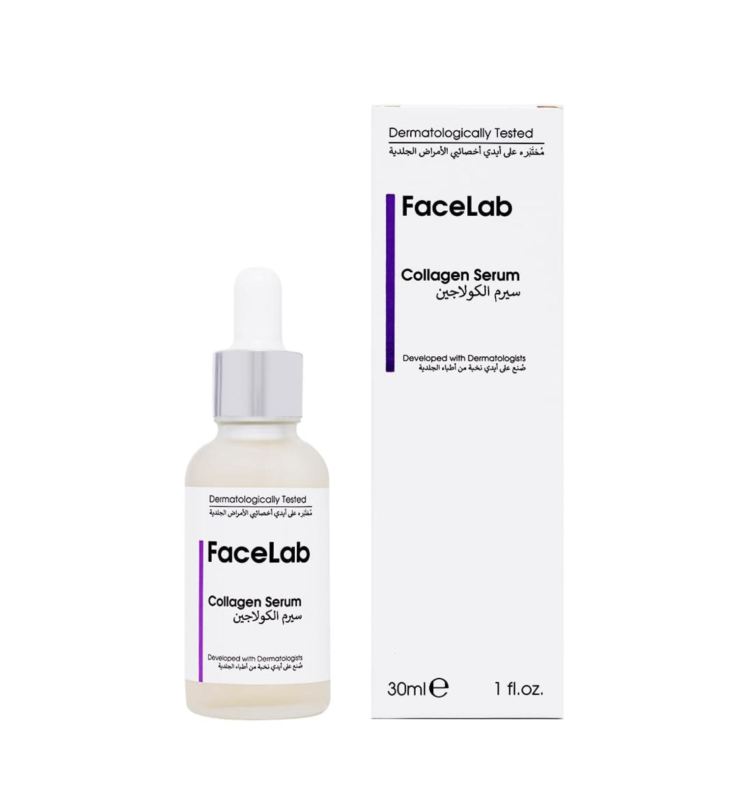 FaceLab Collagen Serum Anti-Aging Formula Reduces Wrinkles and Sagging Moisturises and Softens Skin Antioxidant Protection for All Skin Types 30ml - Buy Online on GoSupps.com