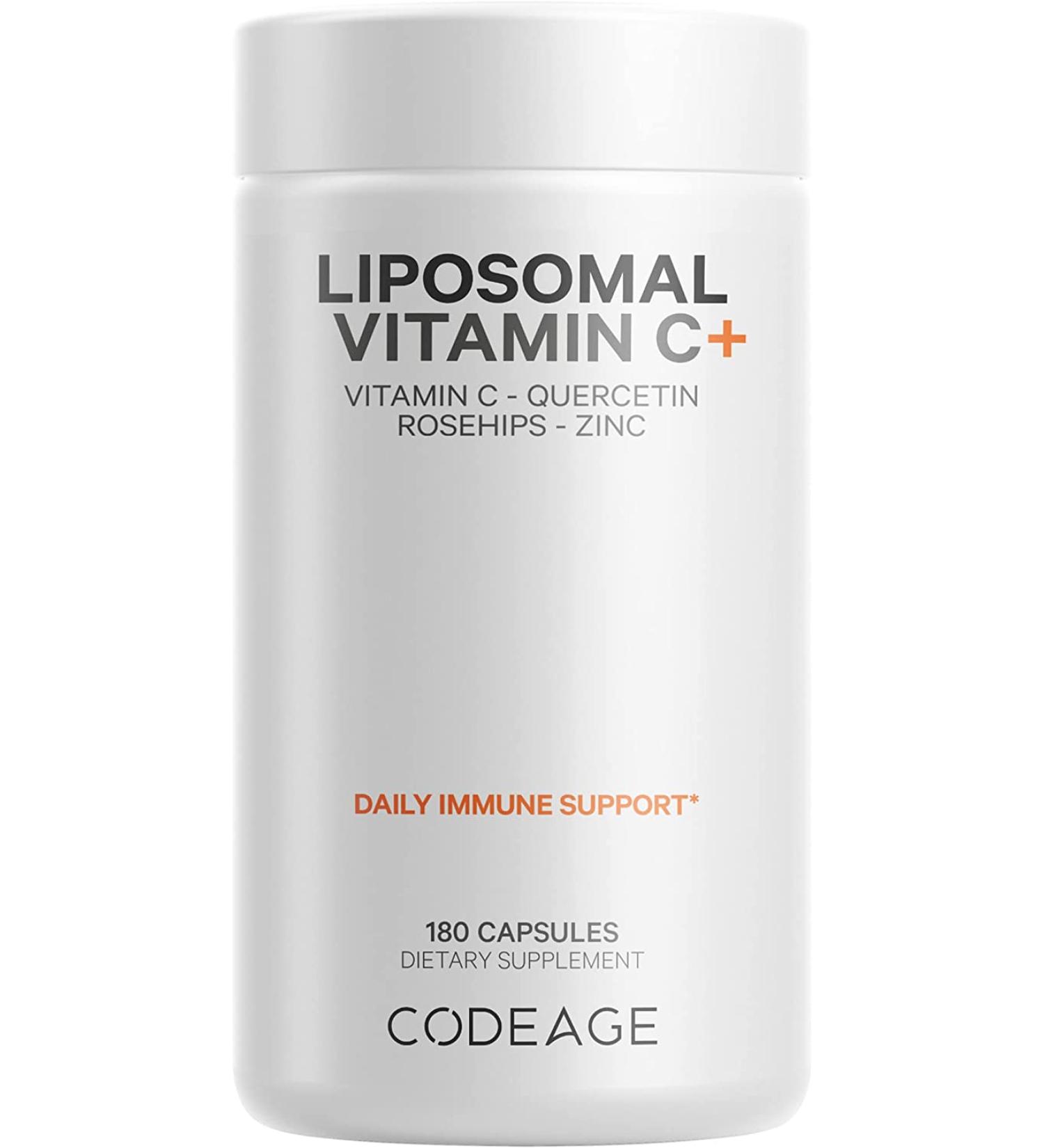 CodeAge Liposomal Vitamin C+ 180 Capsules - High Absorption Vitamin C for Immune Support - Buy Online on GoSupps.com