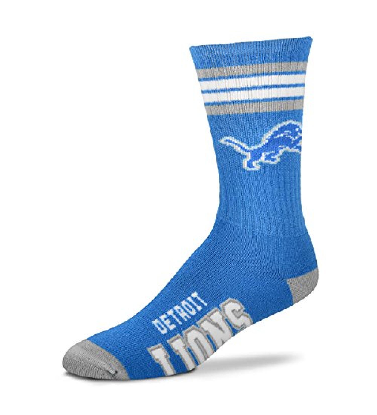 Bare Feet Youth Detroit Lions 4-Stripe Deuce Quarter-Length Socks - Official NFL Merchandise - Buy Online on GoSupps.com