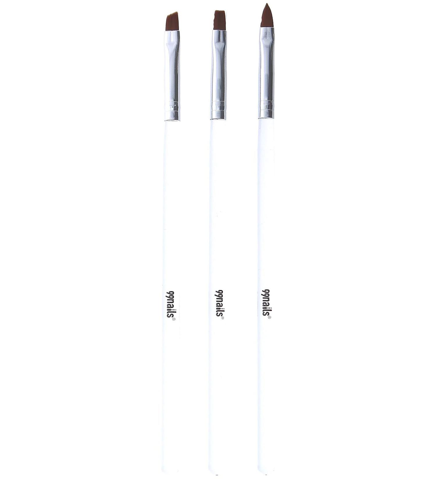 99nails Gel Brush Set of 3 | Premium Acrylic Nail Art Brushes for Gel Nail Design | Synthetic Hair UV Gel & Color Gel Modeling - Buy Online on GoSupps.com