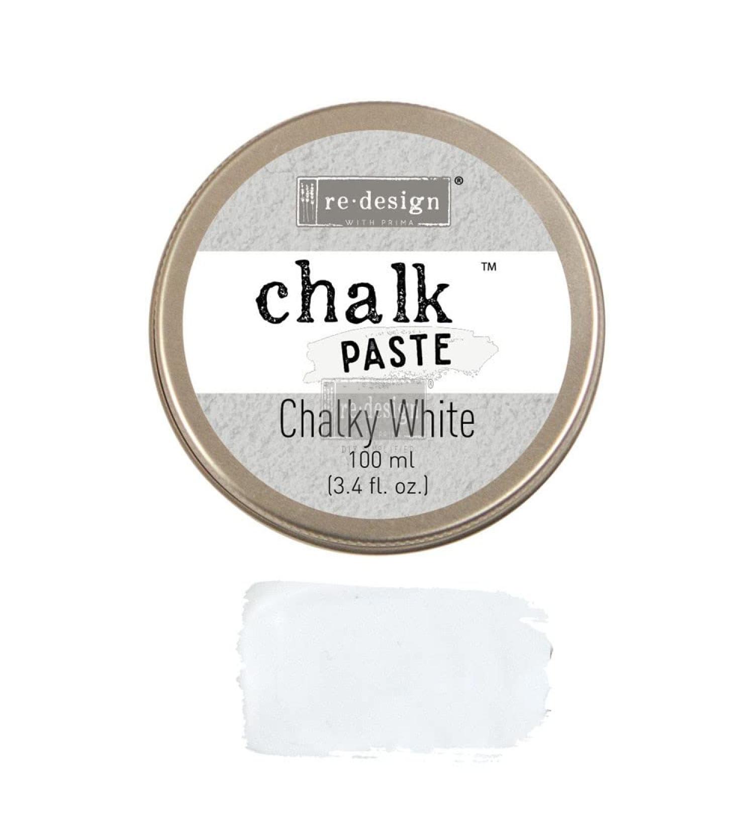 Redesign Chalk Paste 3.4 Fl. Oz. (100Ml)-Chalky White Paint Ink for Fabric Wood Silk Screen Stencils Screen Print,Home Decor,Wood,T-Shirt Printing Memorial's Day Decorations,Mother Gifts