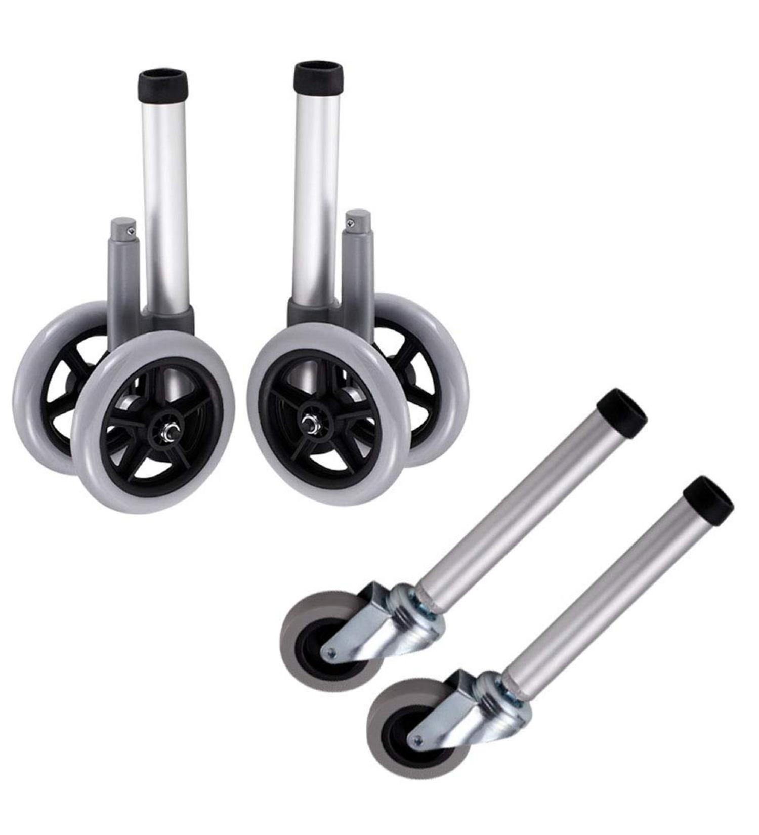 4 Castor Wheels Walker Wheels and Replacement Feet Includes 2 Glide Tips and Two 5 Inch Rubber Wheel Folding Walkers Heavy Duty Replacement Caster Wheels - Buy Online on GoSupps.com