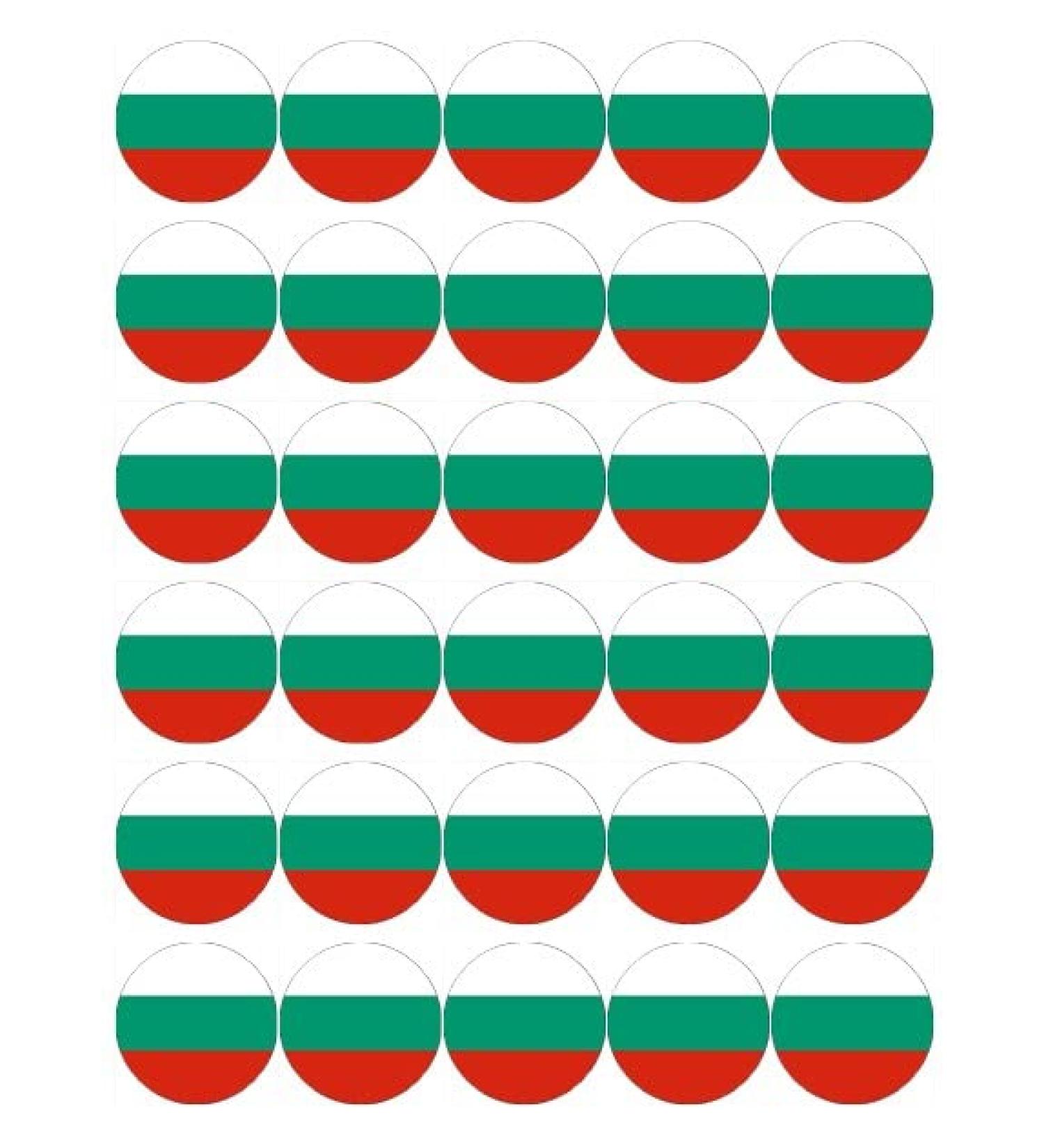 30 Bulgaria Flags Cupcake Toppers Edible Wafer Paper Fairy Cake Toppers Birthday Cake Decorations