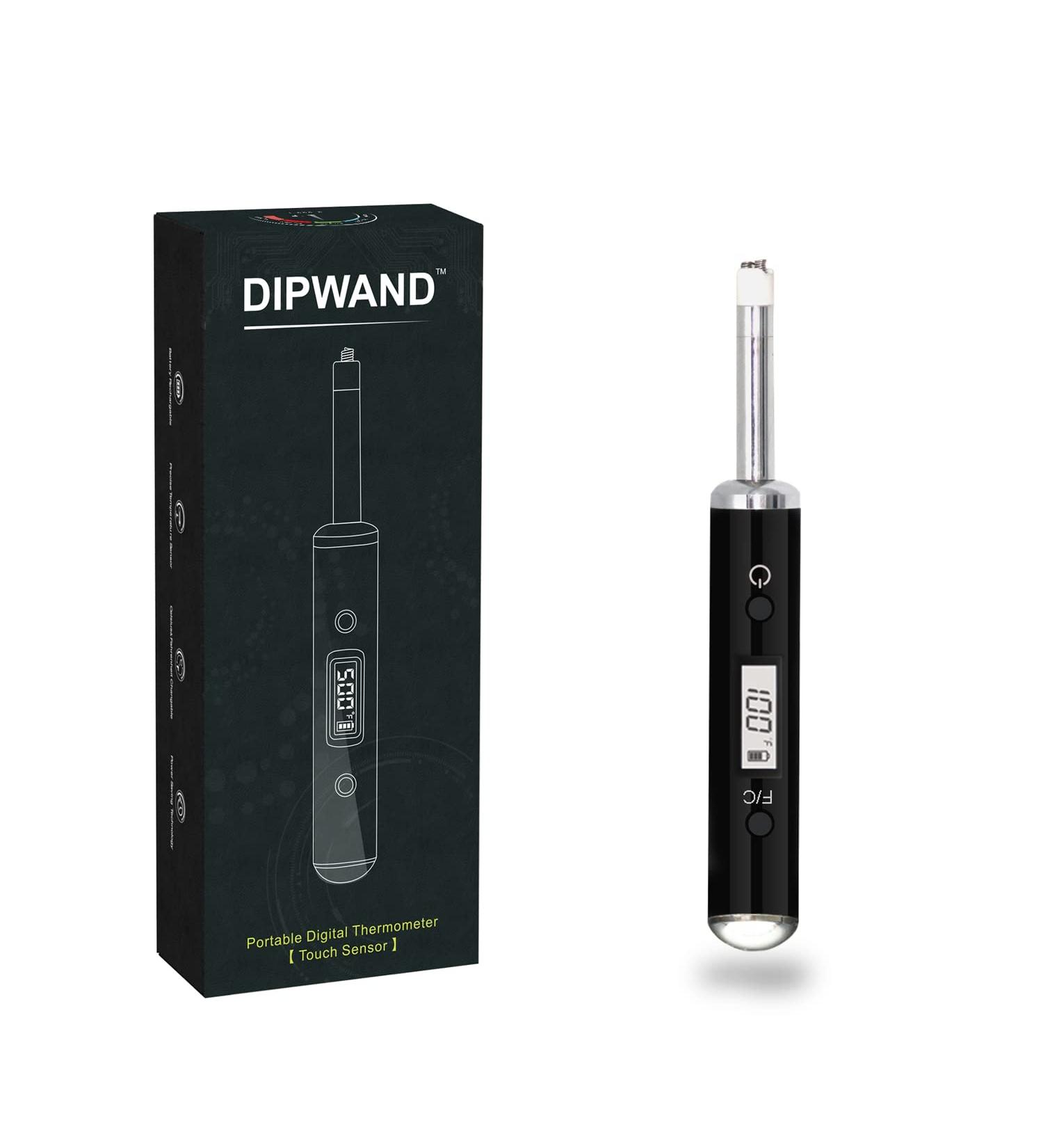 Dipwand Portable Digital Thermometer with Extra Probe Sensor | Travel Temperature Reader | Color Coded LCD Display (Black) - Buy Online on GoSupps.com