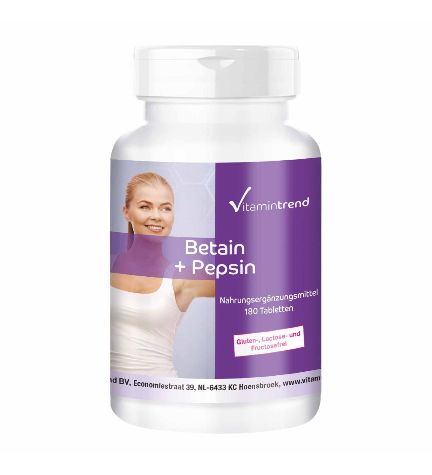 Betaine + Pepsin - 180 Tablets | Digestive Enzyme Supplement for 60 Days | Enhance Digestion | Vitamintrend  - Buy Online on GoSupps.com