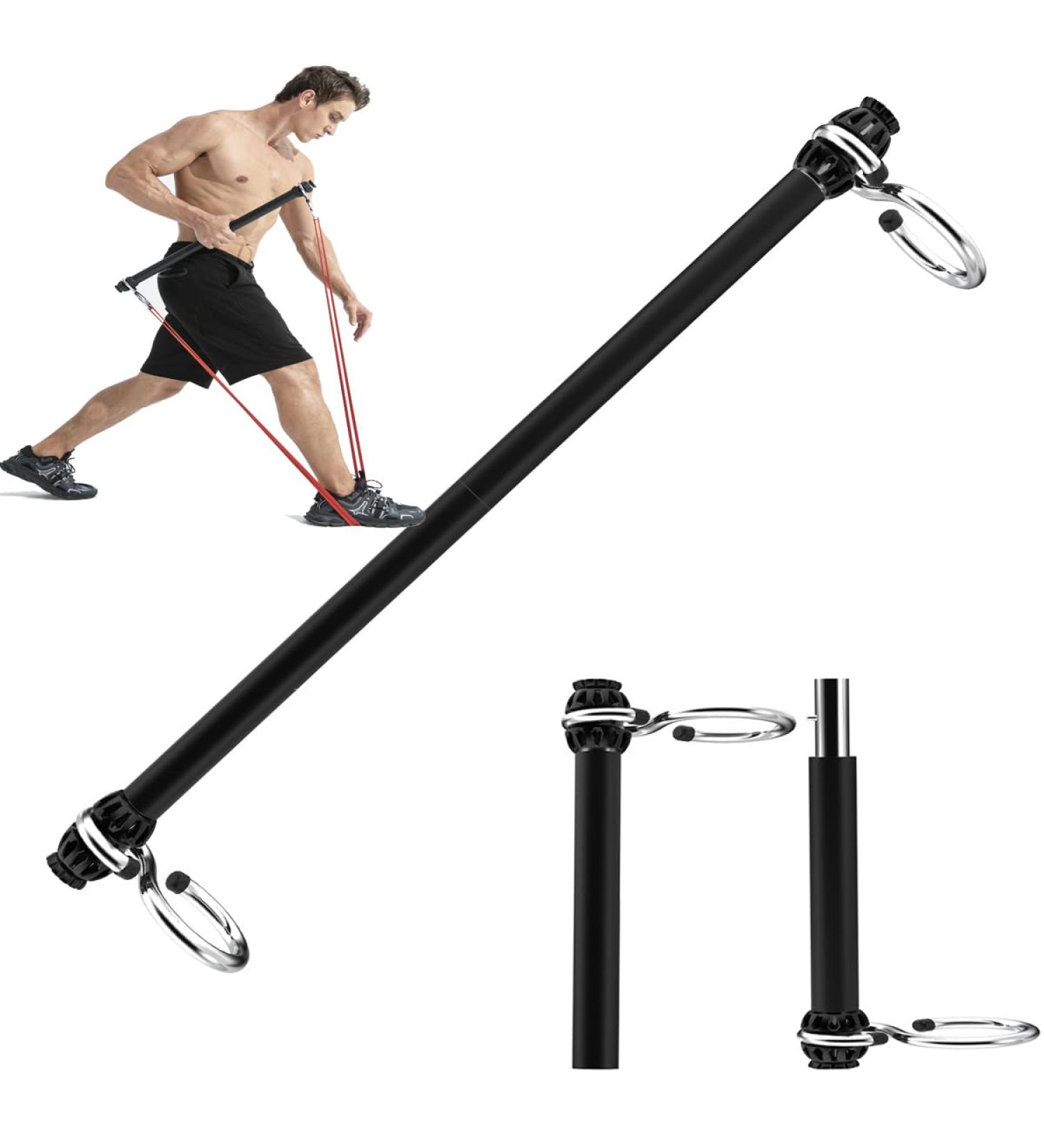 Portable Resistance Band Bar - 25.5 Inches for Home Gym Workouts Squats & Strength Training | Fitness Equipment with S Loops - Buy Online on GoSupps.com