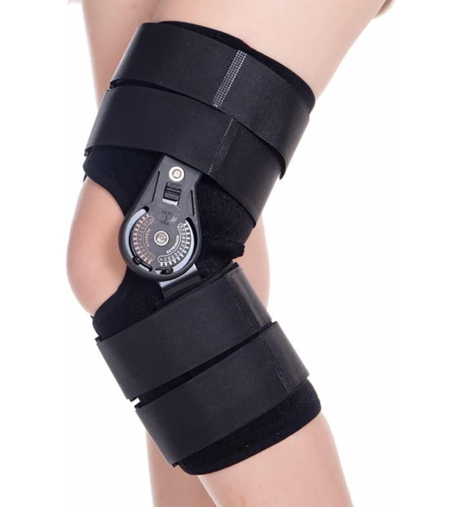 Hinged Knee Brace Support | Adjustable Knee Pad Orthosis | Non-Slip Straps for Ligament & Meniscus Injury - International Shipping Available - Buy Online on GoSupps.com