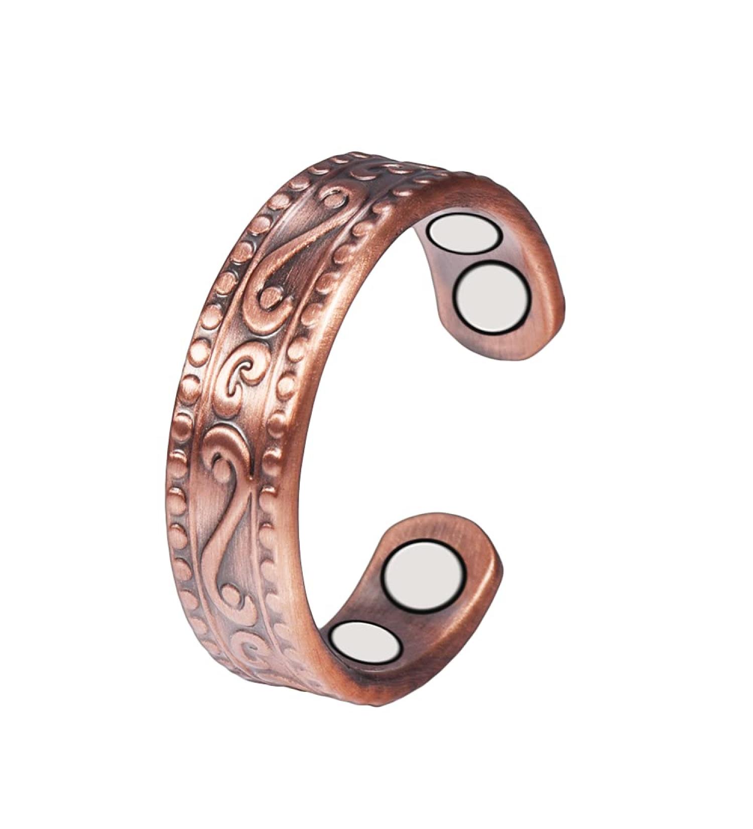 Yinox 2.3-Inch Pure Copper Magnet Ring for Men & Women - 4 Strong Magnets for Arthritis & Migraines Relief - Adjustable CI Design - Buy Online on GoSupps.com