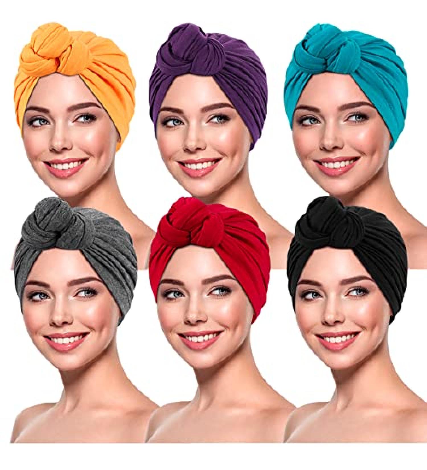 Women's African Turban Flower Knot Pre-Tied Bonnet - Large Blue/Purple/Yellow/Red/Grey/Black - Buy Online on GoSupps.com