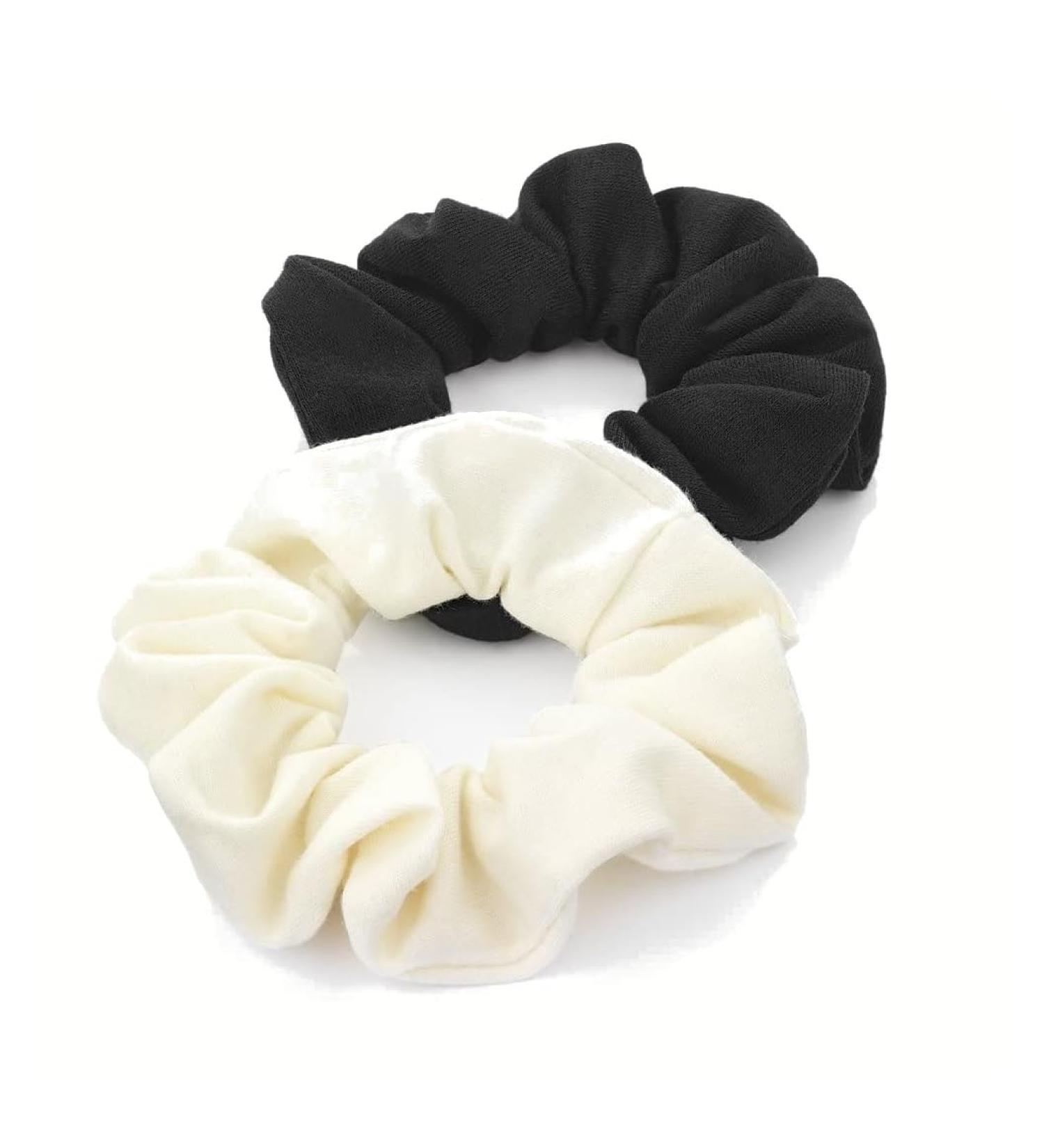 Hair ties jersey elastic black / cream 1 pair