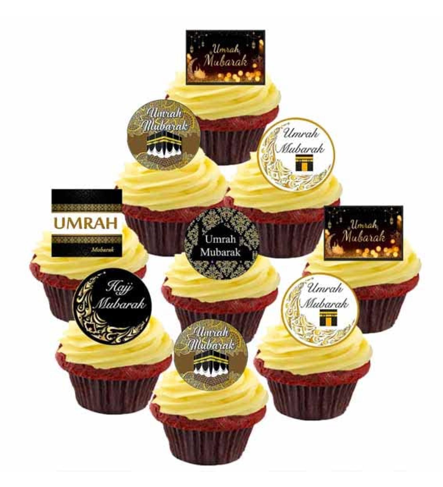 Umrah Mubarak Edible Wafer Card Stand Up DIY Cupcake Toppers Party Decorations 19 - Buy Online on GoSupps.com