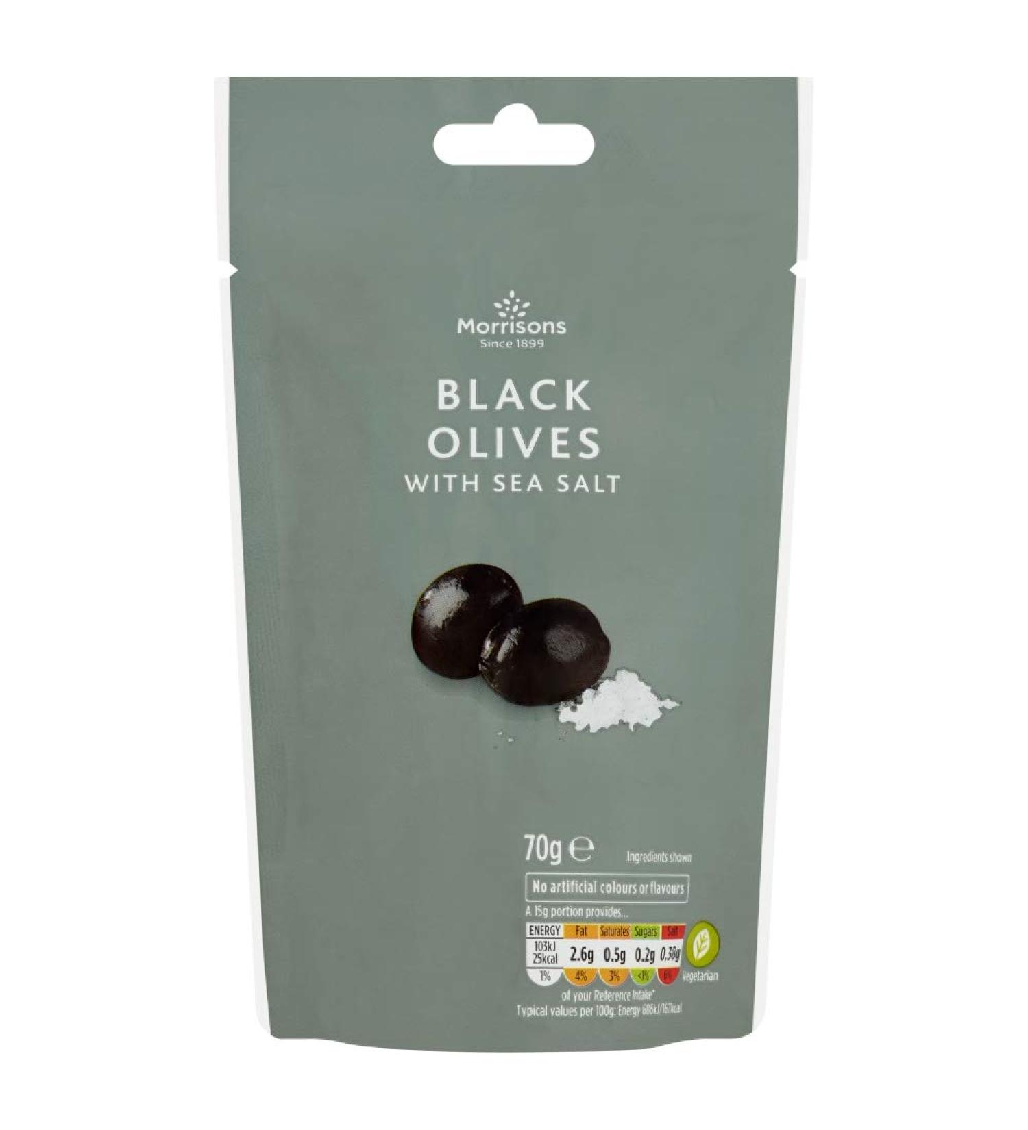 Morrisons Pitted Black Olives with Sea Salt 70 g x 8